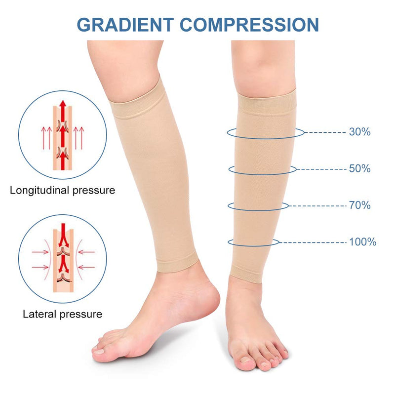 Compression Stocking, Calf Compression Sleeves, Medical Footless Compression Socks Shin Splints Leg Brace 20-30mmHg with Graduated Pressure for Swelling Varicose Veins Calf Beige-l - NewNest Australia
