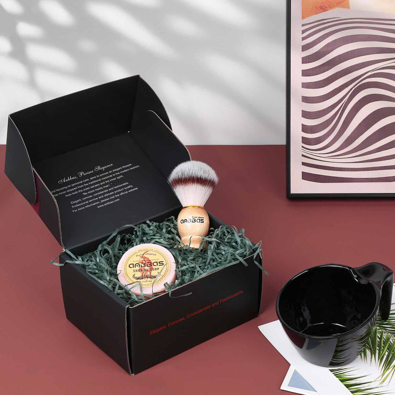 Anbbas shaving brush, beard brush made of nylon hair with POP shaving cup made of food-safe melamine, 100g shaving soap shaving set for men wet shaving, hair removal for women girls birch - NewNest Australia