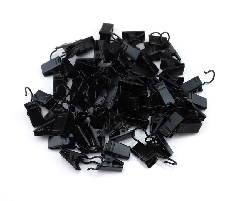 NewNest Australia - yueton 60pcs Black Metal Hook Clips Hanging Curtain Clip Hanger 