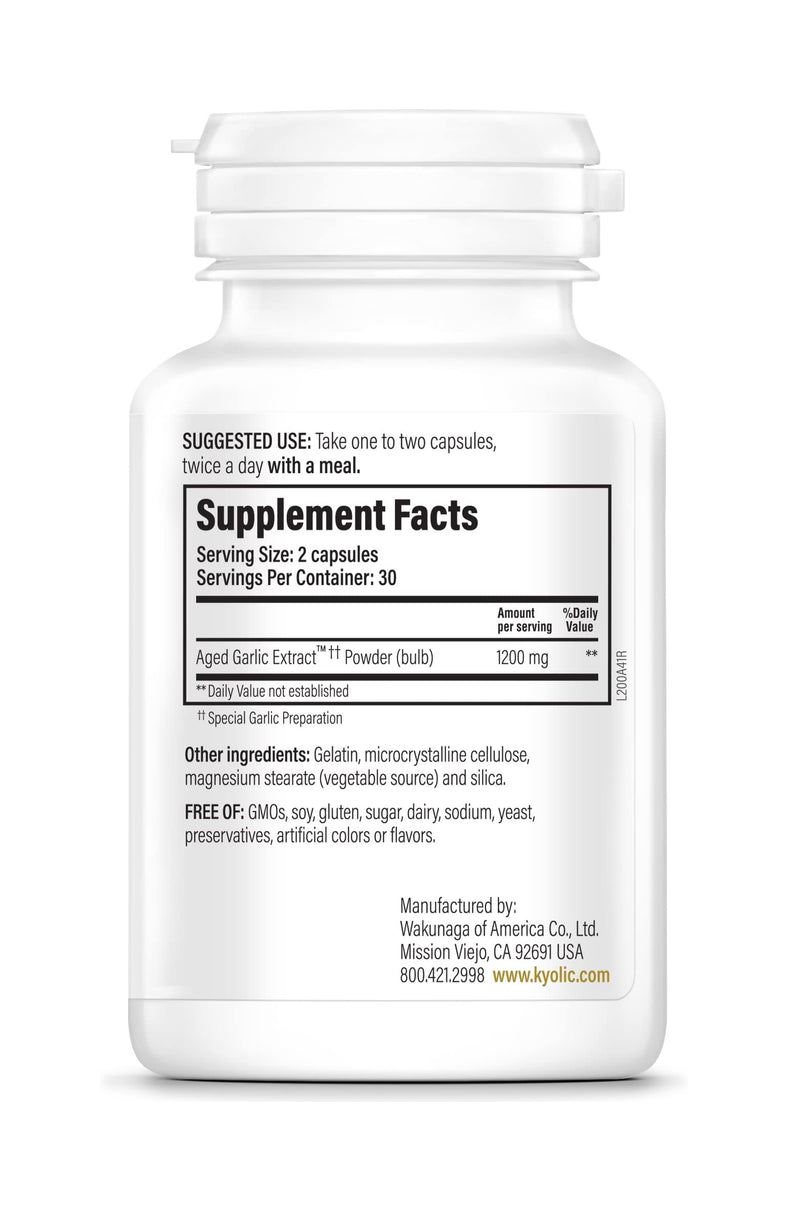 Kyolic Aged Garlic Extract Formula 200, Cardiovascular & Immune, Reserve 60 Capsules (Packaging May Vary) 60 Count (Pack of 1) - NewNest Australia