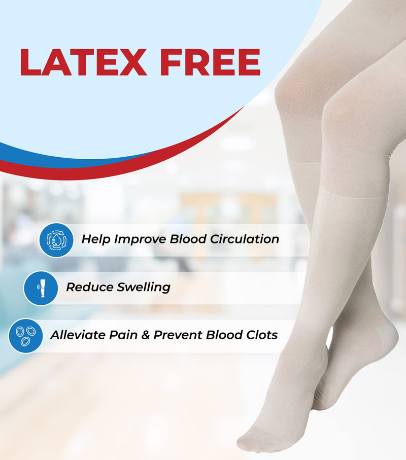 ITA-MED Anti Embolism Thigh Highs for Men & Women, 18 mmHg Light Compression Stockings w/Opening, Medical Orthopedic Support socks for Varicose Veins, Edema, Swelling, Soreness, Pains, and Aches, S Small - NewNest Australia