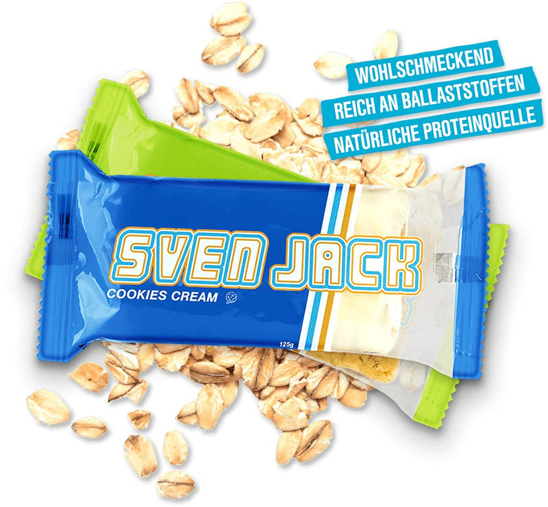 Sven Jack (Energy Cake) - Cookies-Cream 24x 125g (3kg) - Fitness bar made from oat flakes with long-chain carbohydrates - energy bar to fill you up for everyday life & incredible taste 125 g (pack of 24) - NewNest Australia