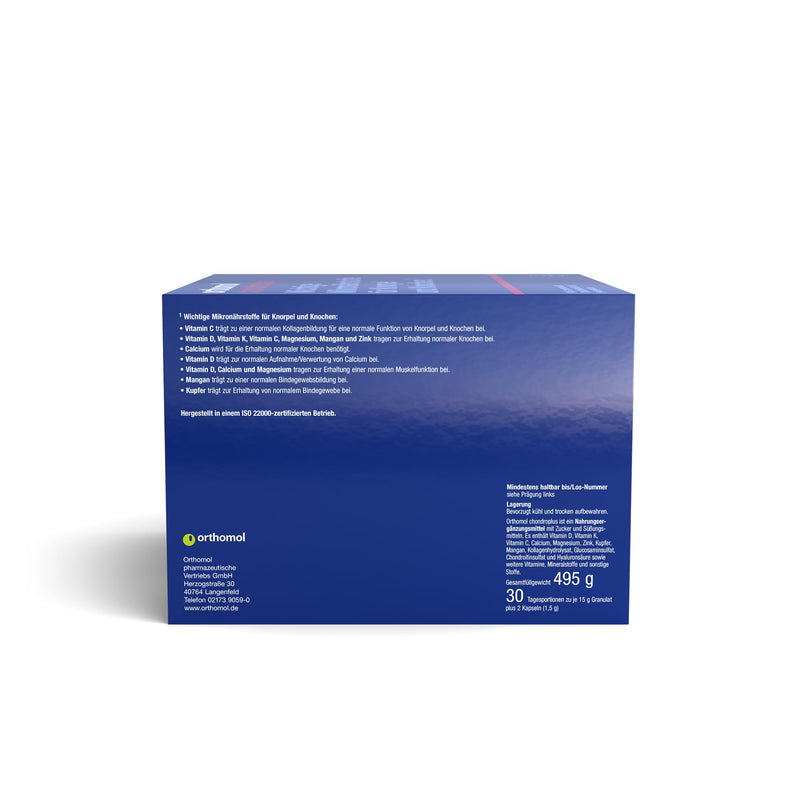 Orthomol Chondroplus - Nutrients For Cartilage And Bones - With Glucosamine, Chondroitin Sulfate And Hyaluronic Acid - Granules/Capsules With 30 X Daily Portions - NewNest Australia
