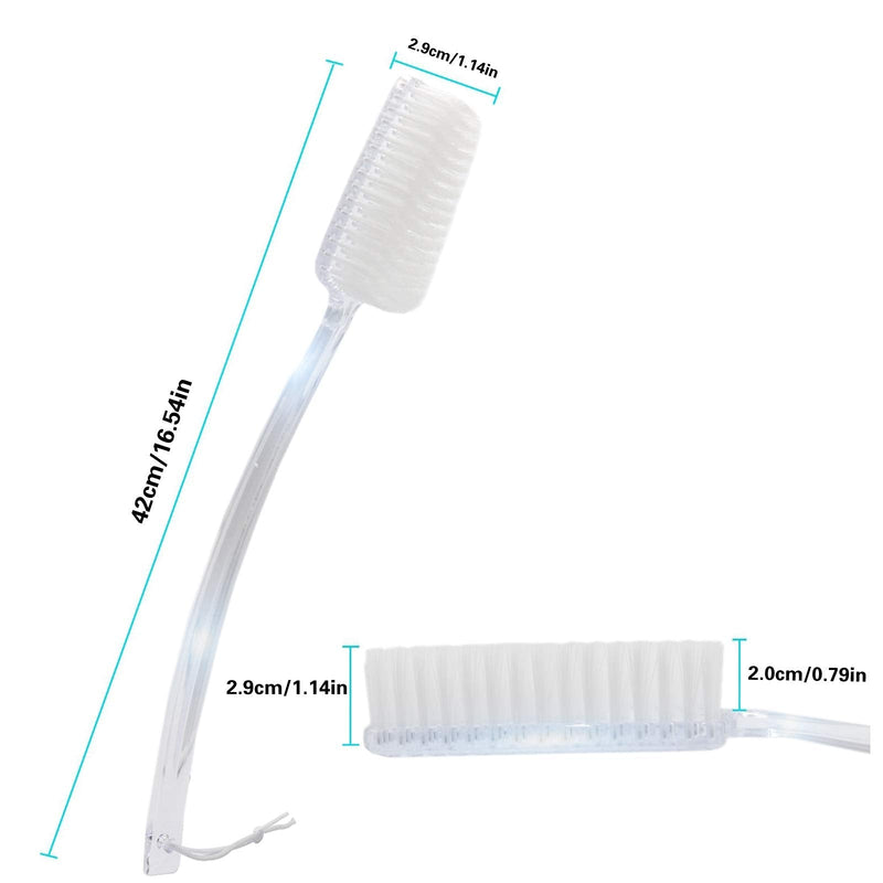 Mczcent Body Brush Dry Brushing Back Scrubber with Curved Plastic Long Handle Bath Shower Brush Dry Skin Exfoliating Cellulite Brush for men and women(Transparent Handle), XL - NewNest Australia