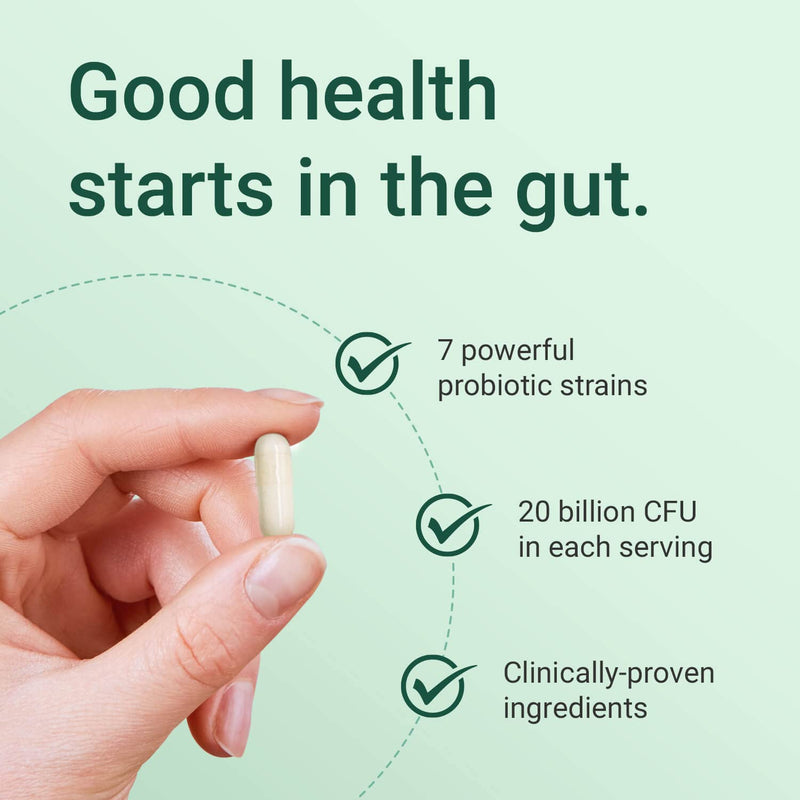 Hey Nutrition Probiotic Complex Supplement 7 Multi Strain High Strength 20 Billion CFU - Gut, Immune, Skin Health - 60 Capsules, Non GMO, Vegan 60 Count (Pack of 1) - NewNest Australia