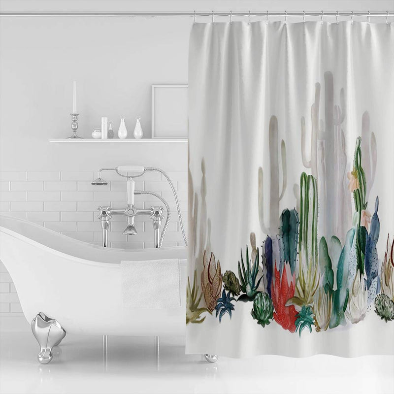 T&H Home Shower Curtain Set 48" W x 72" H Fabric Bathroom Showers, Stalls and Bathtubs, Machine Washable - Cactus Curtain Decor Ink Patinting Style Simple Illustrate Modern Bath Curtain 48x72 Cactus6thh6194 - NewNest Australia