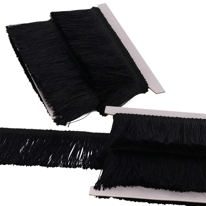 Fringe Trim Tassel Lace 2.5Inch Width 5 Yards Long for Clothes Accessories Latin Wedding Dress and DIY Lamp Shade Decoration (Black, 2.5Inch) Black - NewNest Australia