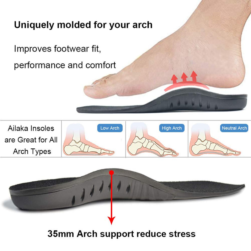 Ailaka High Arch Support Insoles for Men Women - Plantar Fasciitis Relief Arch Support Shoe Inserts, Orthotic Insoles for Flat Feet, Arch Pain and Heel Pain Relief 9/10.5 UK Black - NewNest Australia