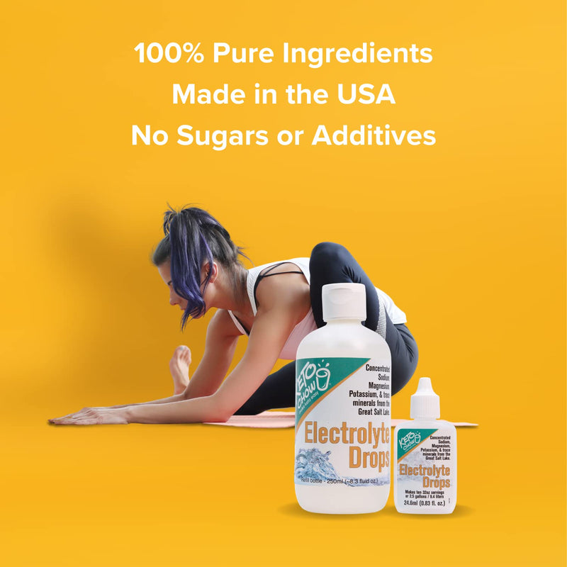 Keto Chow | Electrolyte Drops | Sodium, Magnesium, Potassium & Trace Minerals | Promotes Electrolyte Balance | Perfect for The Keto Diet and Intermittent Fasting | 250 ml Refill with Empty Flask 2 Piece Assortment - NewNest Australia