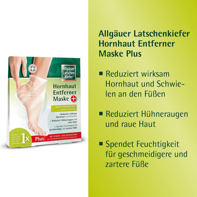 ALLGÄUER LATSCHENKIEFER Callus Remover Mask Plus, for supple and softer feet, reduces calluses & calluses, corns & rough skin and provides moisture., 1 piece (pack of 1) - NewNest Australia