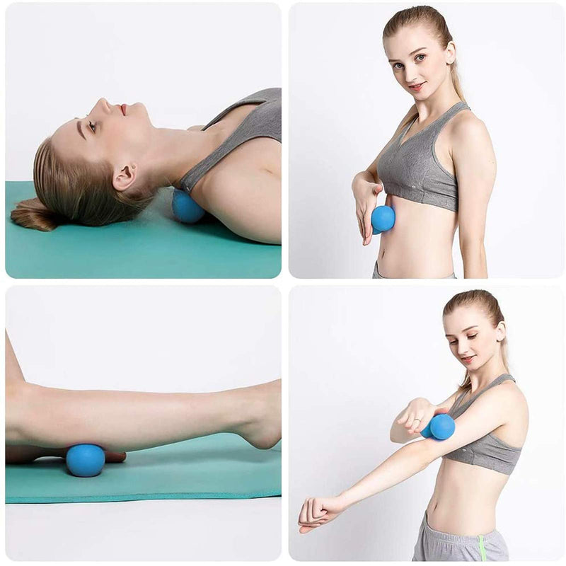 WOVTE Silicone Massage Lacrosse Ball for Sore Muscles, Shoulders, Neck, Back, Foot, Body, Deep Tissue, Trigger Point, Muscle Knots, Yoga and Myofascial Release (Blue) Blue - NewNest Australia