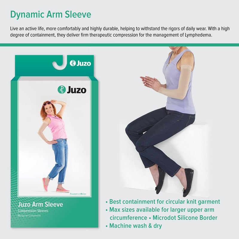 Juzo Dynamic Varin 3511 20-30mmhg Max Armsleeve with Silicone Top Band for Women 1 (I) Regular Beige - NewNest Australia