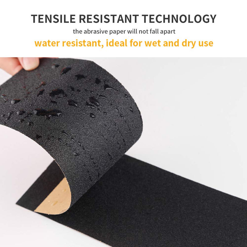 Sandpaper 120 to 2500 Girt Sand Paper with Sanding Block Sander, Wet Dry Waterproof Abrasive Sanding Sheets Assortment for Automotive Car Wood Metal Glass Polishing Finishing, 9х3.6 Inch - NewNest Australia