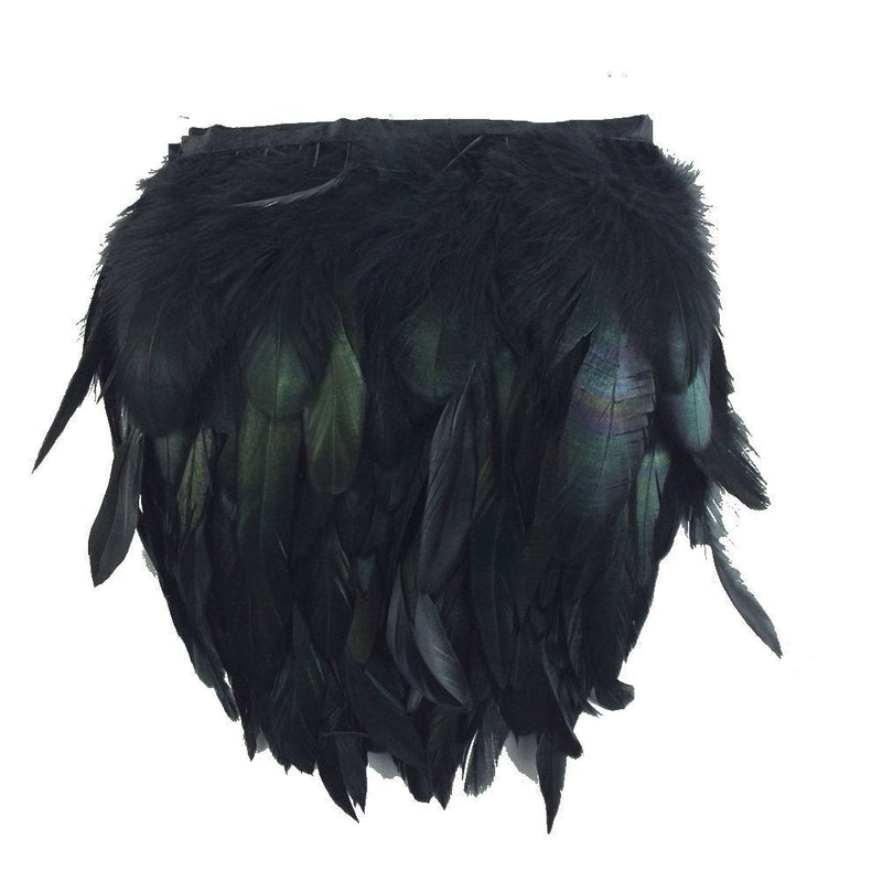 AWAYTR Rooster Hackle Feather Fringe Trim 5-7 Inches Width Sewing Crafts (2 Yards) 2 Yards - NewNest Australia