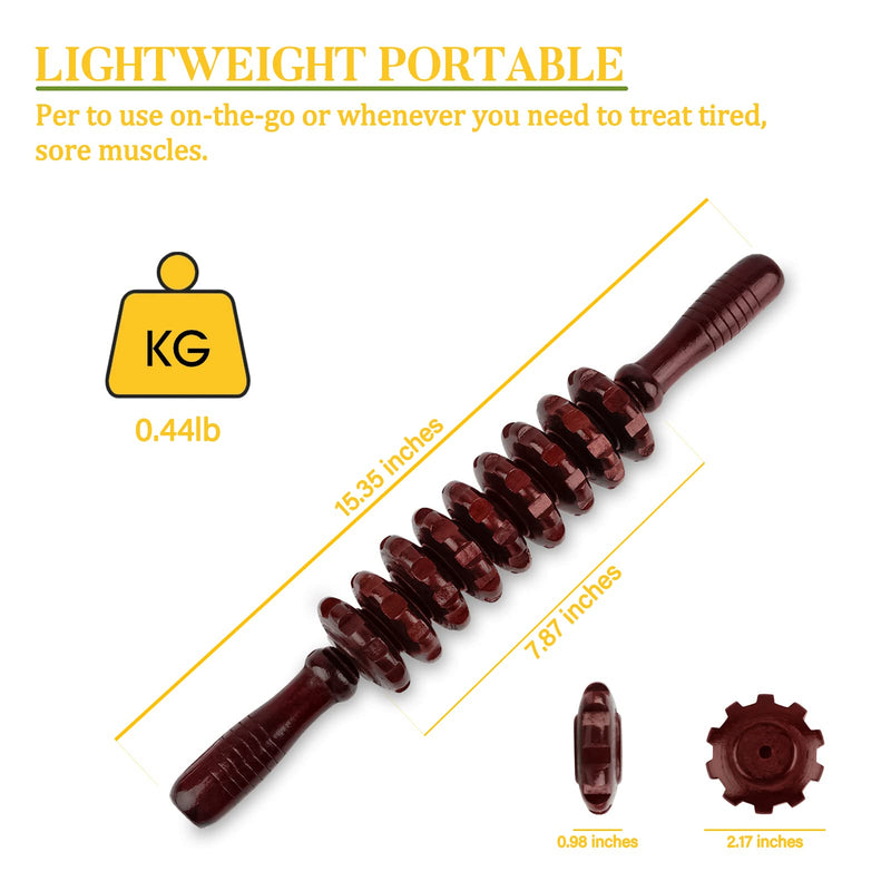 Liitrton Manual Wooden Fascia Massage Roller Trigger Points for Release Cellulite Sore Muscle Blasting (Red) Red - NewNest Australia