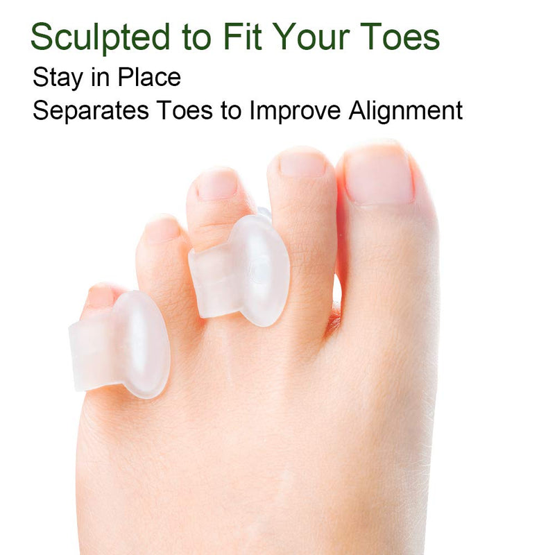 Welnove Gel Toe Separator, Pinky Toe Spacers, Little Toe Cushions, Small Toe Sleeves for Preventing Rubbing & Reducing Pressure (Pack of 12, Transparent) Clear - NewNest Australia