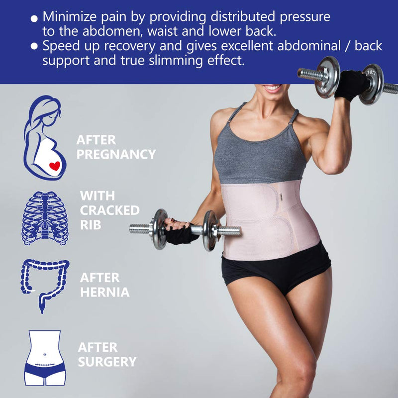 TOROS GROUP MANUFACTURE Postoperative Support Bandage Back Support Belt Abdominal Belt Abdominal Support Height 24 cm Small Beige S - NewNest Australia