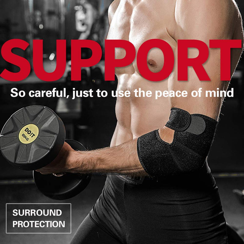 Hually Elbow Support, Adjustable Neoprene Elbow Support Brace with Dual-Spring Stabiliser, Elbow Strap for Golfers Elbow, Tennis Elbow, Arthritis, Sports Injury Pain Relief and Provides Support - NewNest Australia