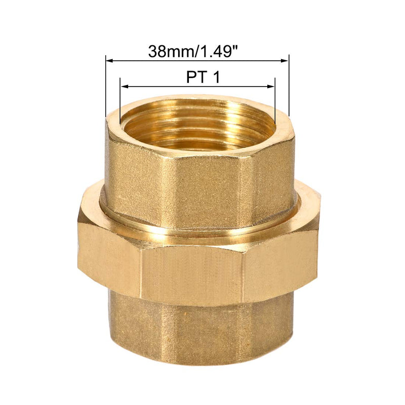 uxcell Brass Pipe Union Connector Coupling 1PT Fitting with Female Threaded Connects Two Pipes 48mm Length 2Pcs - NewNest Australia