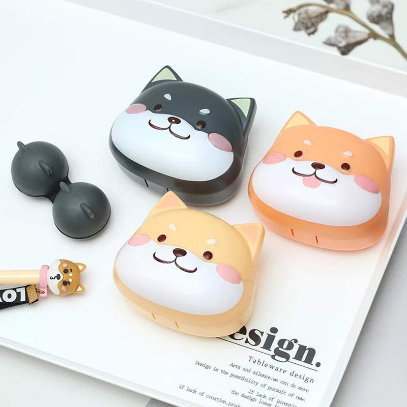 Entonic Contact Lens Case Cute Shiba Inu Design Contact Lens Box With Mirror Tweezers, Portable Contact Lens Holder Storage Container Eye Care Kit For Home And Travel (Orange), Orange - NewNest Australia