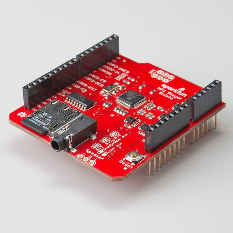 SparkFun MP3 Player Shield- MP3 decoder- Turn Any Compatible with Arduino Board into a Fully Functional MP3 Player- 3.5mm Audio Out Jack- 0.1" Spaced Header for Speaker Out- microSD Card Slot - NewNest Australia