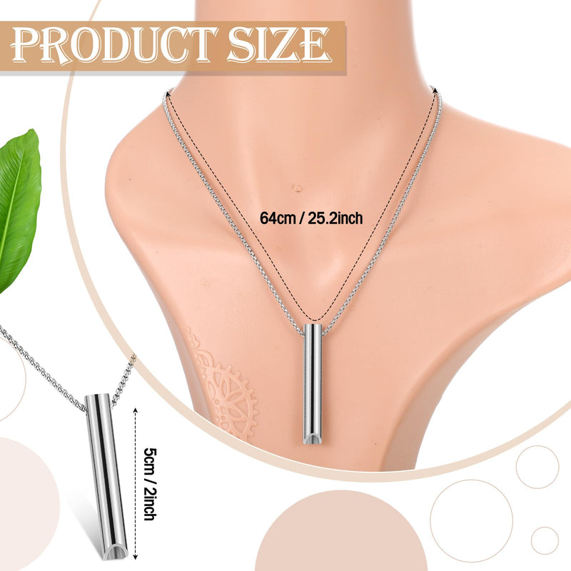 Fiada Anxiety Relief Chain Mindful Breath Necklace Portable Stainless Steel Stress Relief Breathing Chain For Deep Breathing Exercises For Men Women Meditation Stress Relief Relaxation, Silver - NewNest Australia