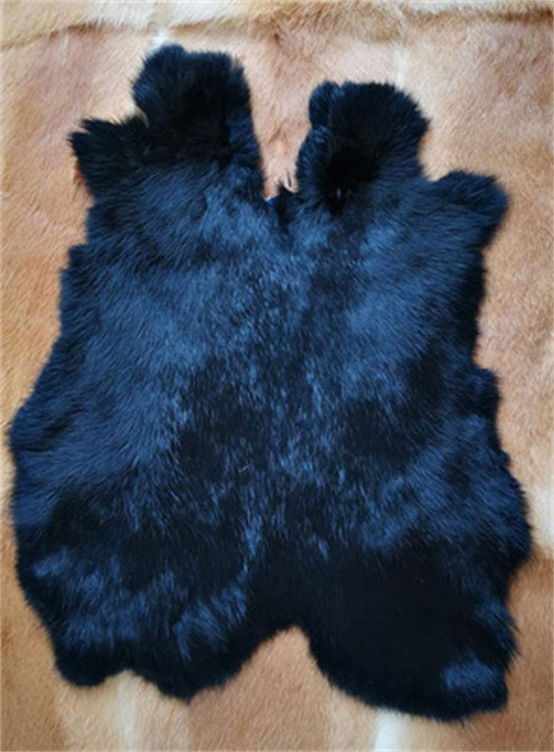 Dyed Tanned Rabbit Fur Pelt Hide - 10" by 12" Rabbit Pelt with Sewing Quality Leather (Black) ,2PACK Black - NewNest Australia