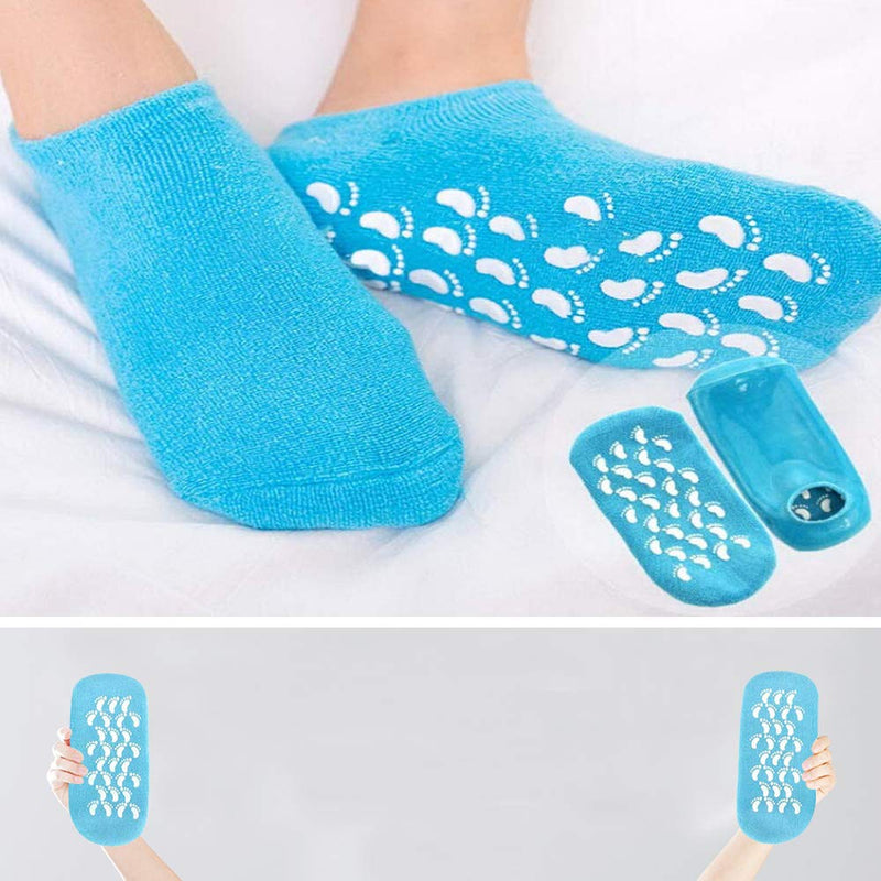 2 Pairs Moisturising Socks, Moisture Gel Socks Soft Moisturising Foot Socks for Women and Men, Gel Socks for Moisturising Dry Feet Cotton Gel Toe Moisturizing Spa Silicone Socks(Blue Pink) - NewNest Australia