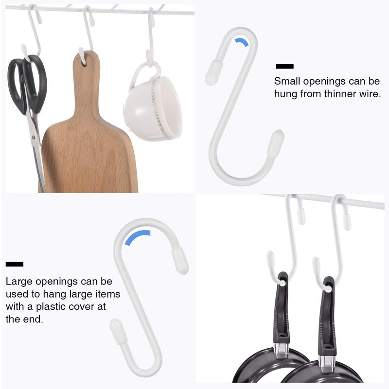36 Pieces S Shaped Hooks Hanging Heavy Duty S Hooks Hanger for Kitchen, Bathroom, Bedroom, Office, Pan, Coat, Bag, Plants (White,2.4 Inch) 2.4 Inch White - NewNest Australia