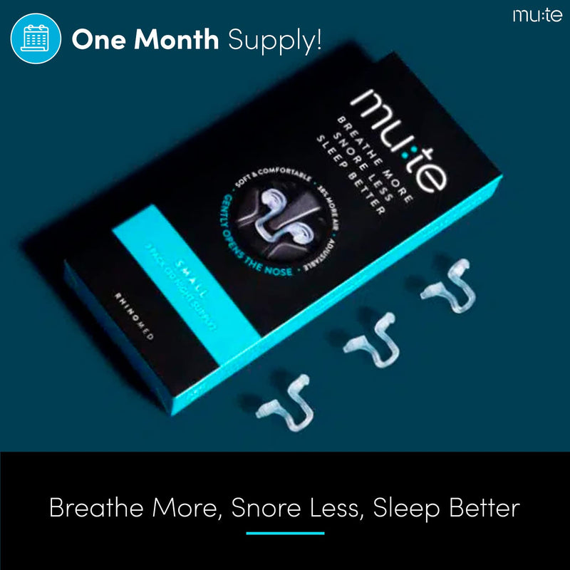 Rhinomed Mute Nasal Dilator for Snore Reduction - Anti-Snoring Aid Solution - Improve Airflow - Comfortable Nose Vents, Breathing Aids for Better Sleep - (Size Small, 3-Pk) 3 Pack Small - NewNest Australia