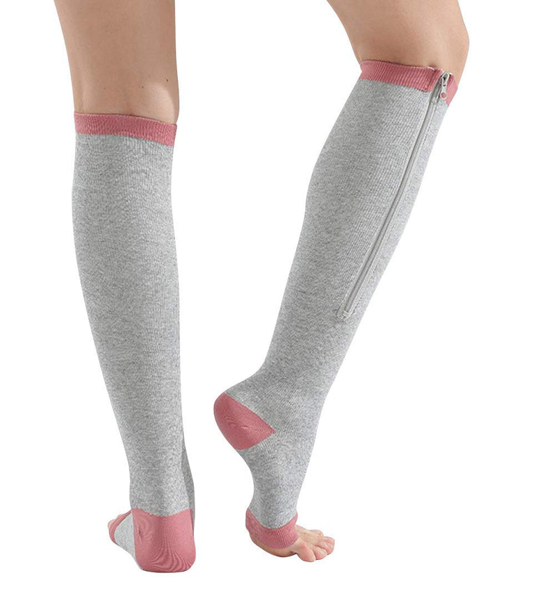 YUSHOW 3 Pairs of Compression Stockings Women Men Support Stockings with Zip 15-20 mmHg Medical Compression Socks Open Toe Compression Socks for Edema, Sports, Running SM Black and Brown and Gray Skin (3 Pairs) - NewNest Australia