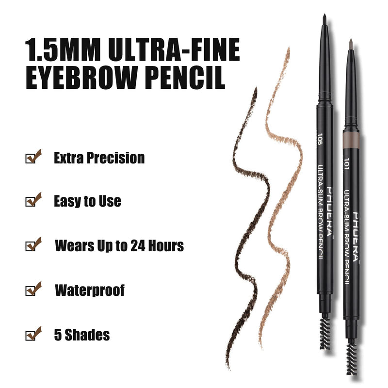 PHOERA Eyebrow Pencil with Brush, Anglicolor Ultra-Slim Eyebrow Pencil with Brow Brush, Precise, Natural-Looking Brows, Long Lasting Drawing Eye Brow (101#Taupe) 101#Taupe - NewNest Australia