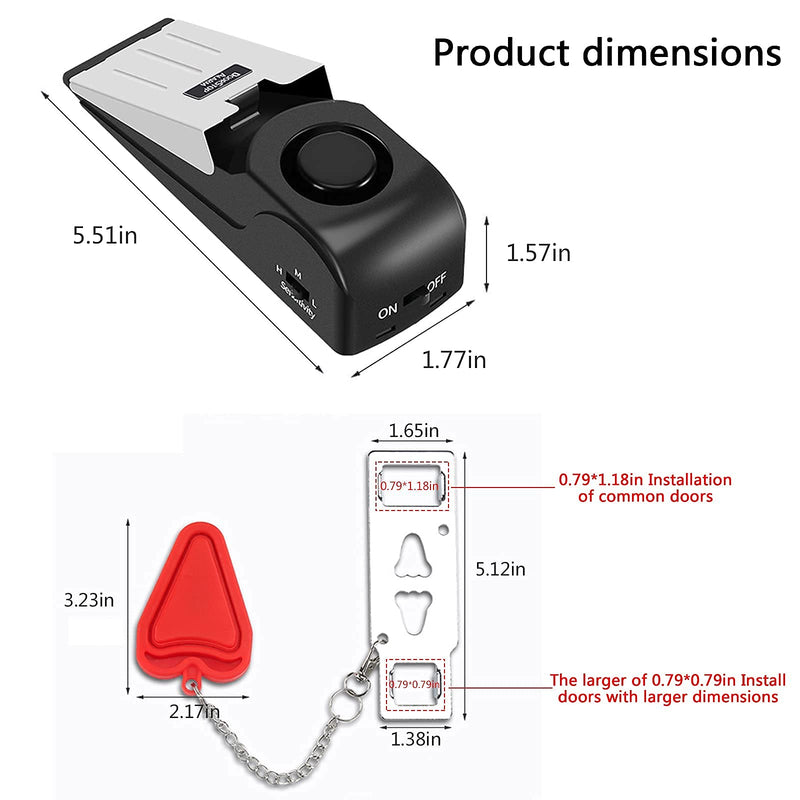 HNHMT Upgraded Portable Door Lock & Door Stop Alarm, Dual Protection Security Door Kit,Door Security Devices Pocket Self Defensey Tools,for Traveling Hotel Home Apartment College House(2 Pack) - NewNest Australia