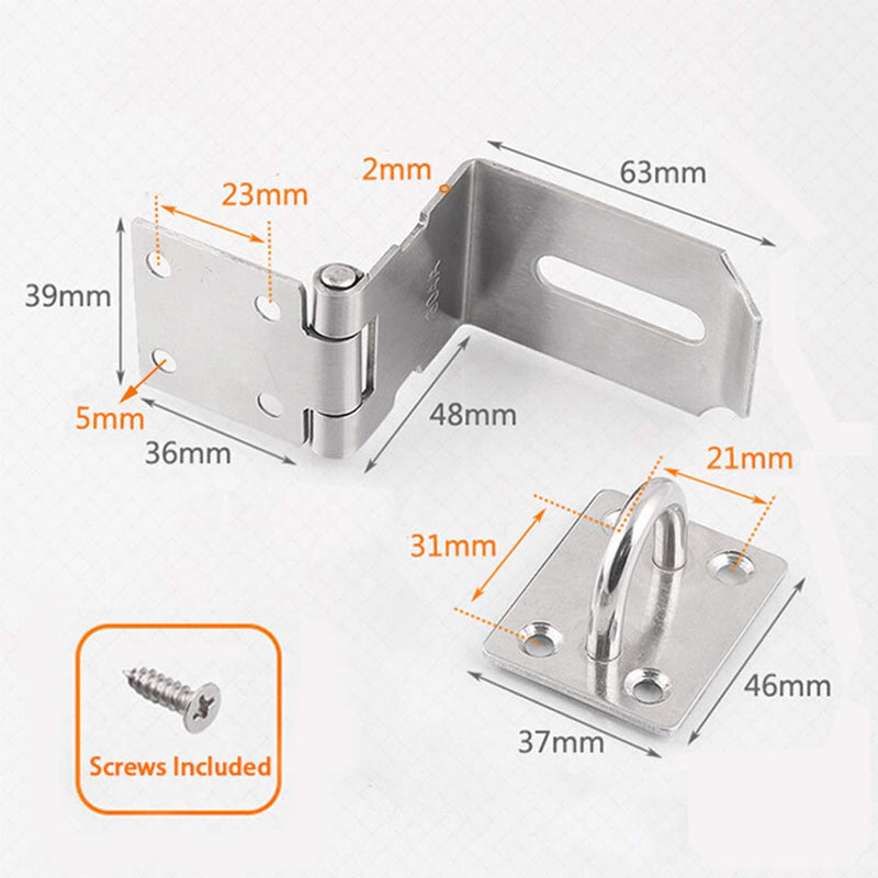 HOWDIA 4 Inch Door Hasp Latch 90 Degree, Stainless Steel Safety Right Angle Padlock Hasp Locking Latch Security Door Clasp Hasp Lock Latch for Push/Sliding/Barn Door, 2mm Thick, Brushed Silver - NewNest Australia
