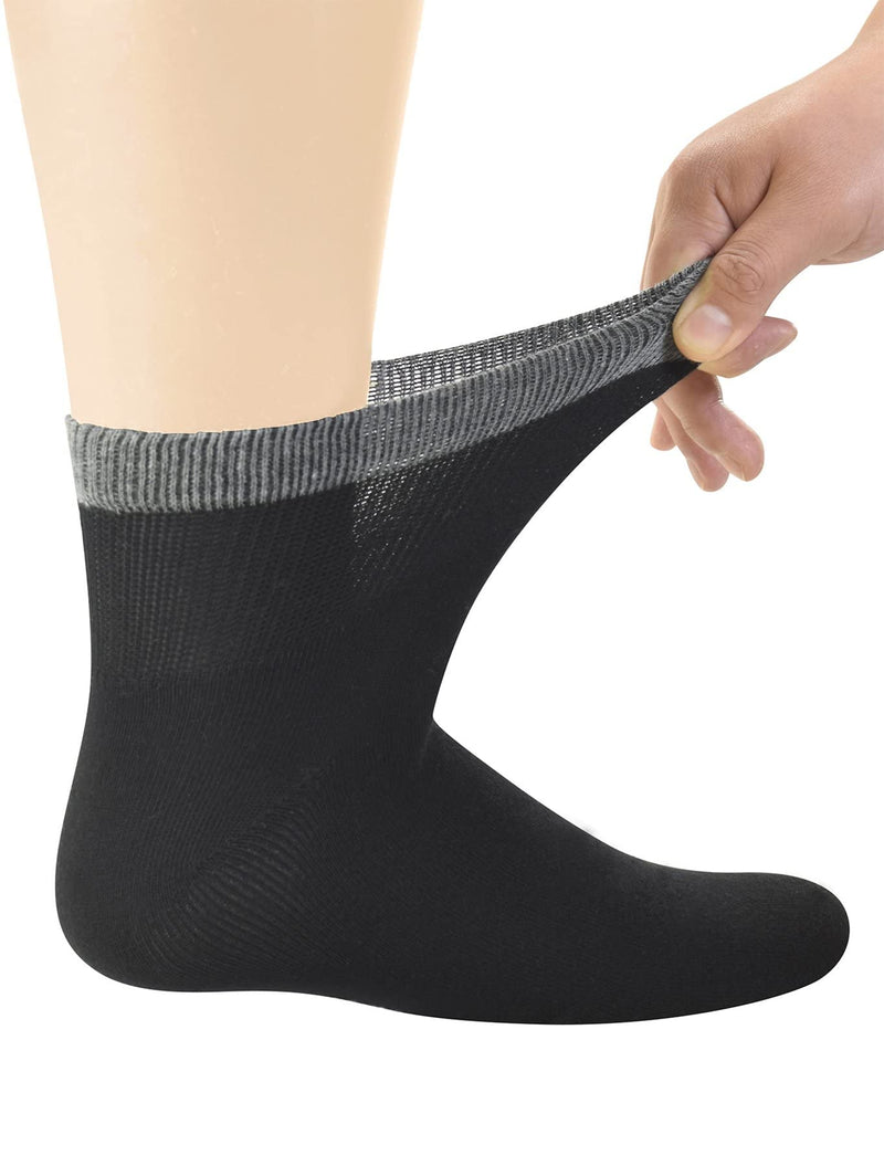 Yomandamor Men's Bamboo Diabetic Ankle Socks with Seamless Toe and Non-Binding Top,6 Pairs L Size(10-13) Large (6 Pair) 6 Pairs Black With Grep Top - NewNest Australia