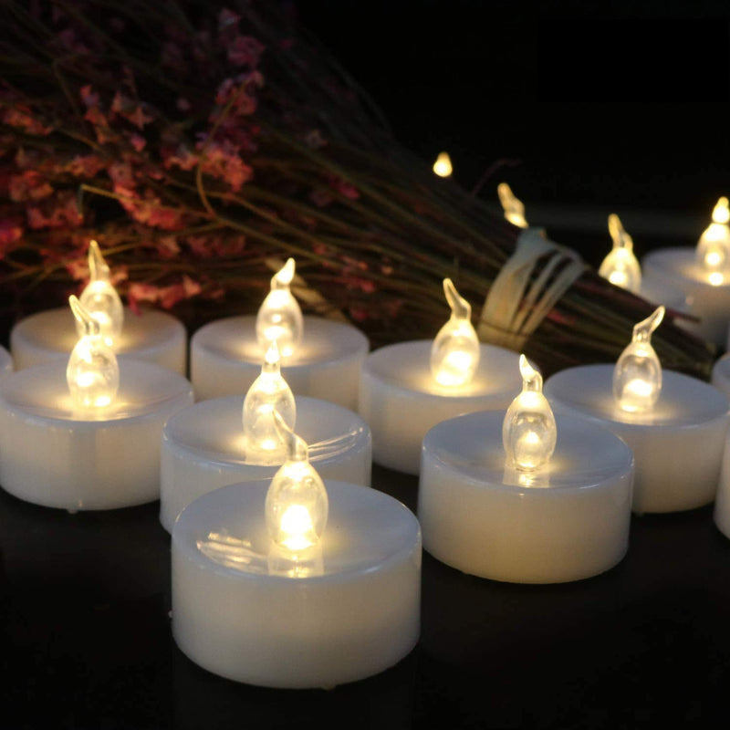 Battery Operated Tea Lights Candles: 24 Pack Realistic and Bright Flickering Holiday Gift Flameless Candles LED Electric Tea Candles for Seasonal & Festival Party Home Decoration (Warm White) 24 Pack Warm White - NewNest Australia