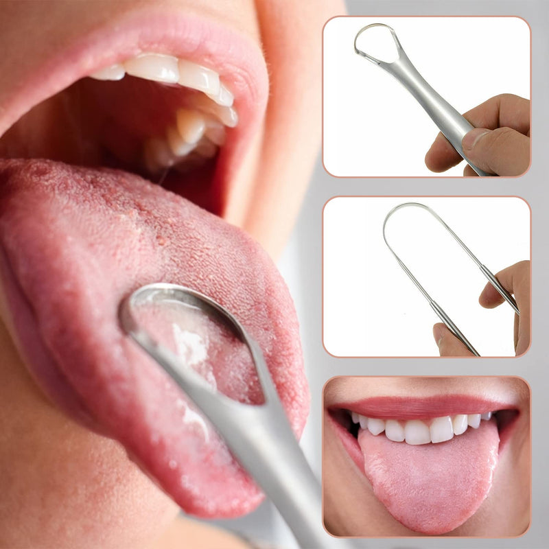 ZEEX Tongue Scraper – 2-Pack Metal Tongue Scraper for Daily Cleaning – Stainless Steel Tongue Scrapers for Adults – Tongue Cleaner for Fresh Breath and Plaque Removal - NewNest Australia