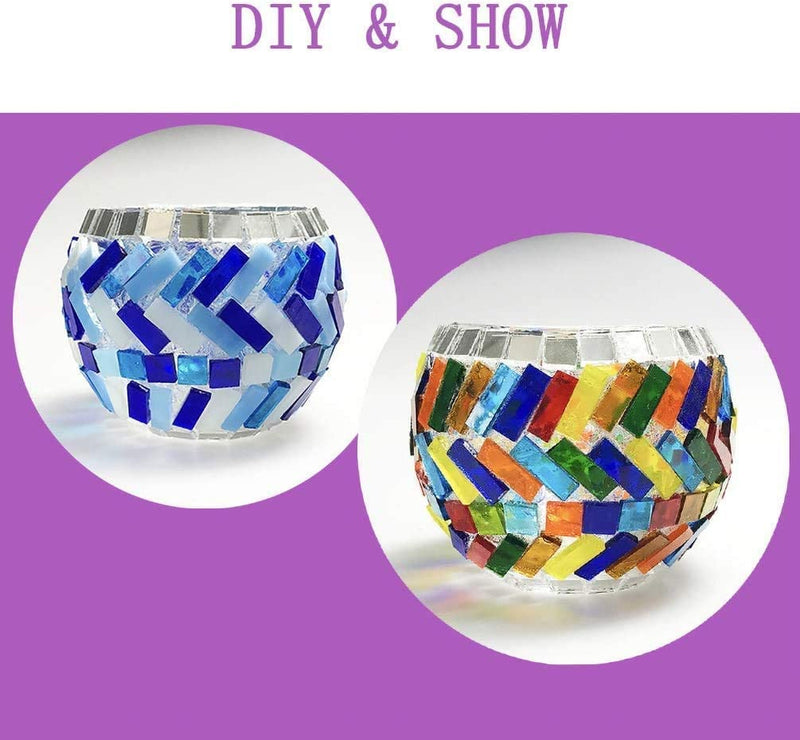 0.7X2.1 cm (0.27X0.82 inch) Stained Glass Strip,Clear Glass Mosaic Pieces DIY Mosaic Tiles Hobbies Art Crafts Material 200g(0.44lb) (Blue) Blue - NewNest Australia