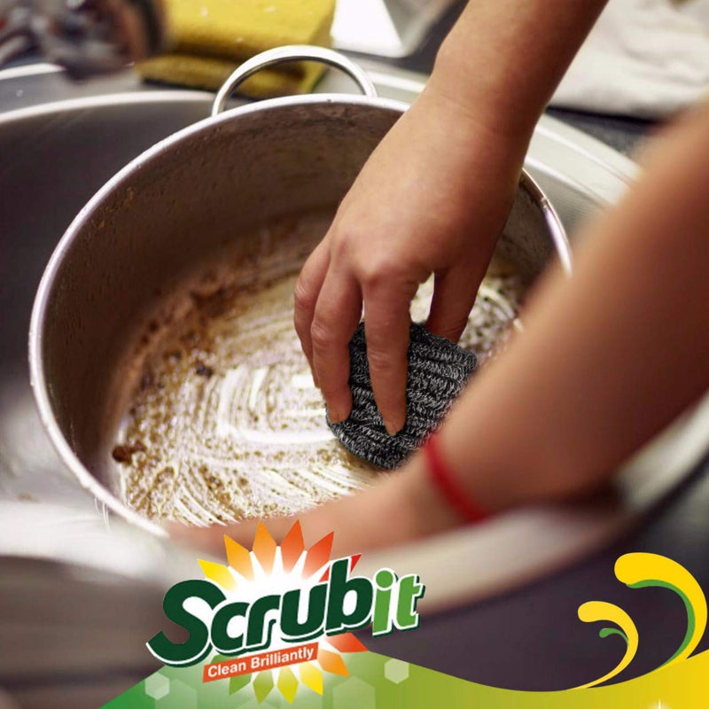 SCRUBIT 6 Pack Stainless Steel Scourers – Steel Wool Scrubber Pad Used for Dishes, Pots, Pans, and Ovens. Easy scouring for Tough Kitchen Cleaning. - NewNest Australia