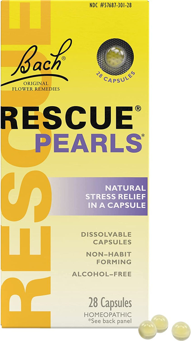 Bach RESCUE Pearls, Natural Orange Vanilla Flavor, Natural Stress Relief, Homeopathic Flower Remedy, Quick-Dissolve, Gluten and Sugar-Free, 6 Pack, 28 Count Each (Packaging Color May Vary) - NewNest Australia