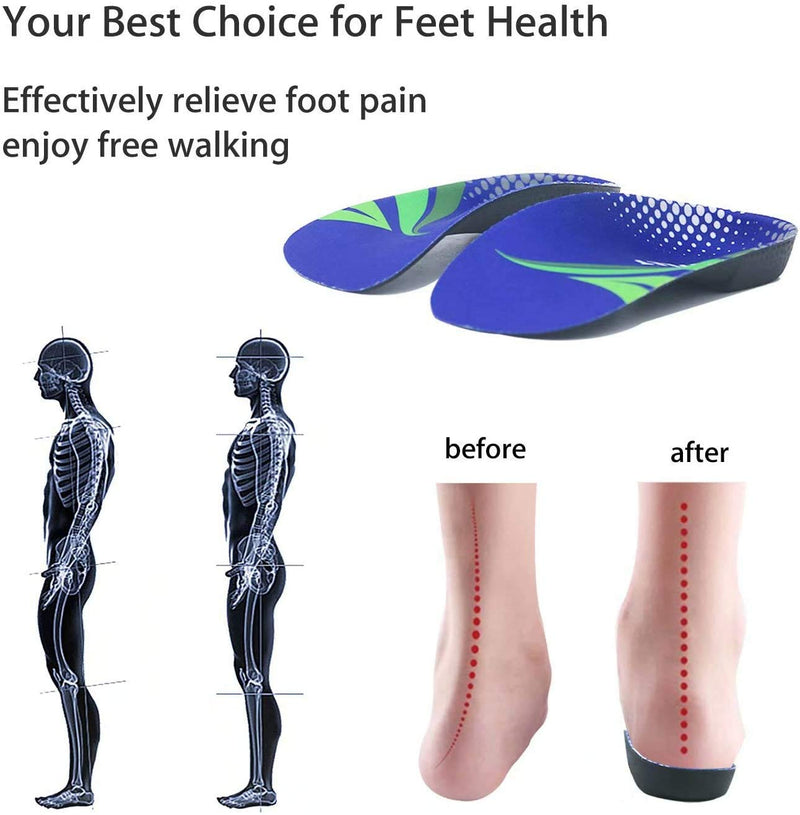 Orthotic Inserts 3/4 Length, High Arch Support Foot Insoles for Over-Pronation Plantar Fasciitis Flat Feet Heel Pain Relief Shoe Inserts for Running Sports Men & Women Medium (6-8 UK) - NewNest Australia