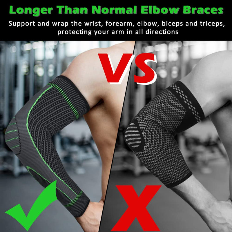 beister Elbow Braces Compression Arm Sleeves for Men & Women (1 Pair), Non-Slip Breathable Arm Support for Tendonitis, Tennis Elbow, Golf Elbow, Arthritis, Weightlifting, Workouts Green L - NewNest Australia