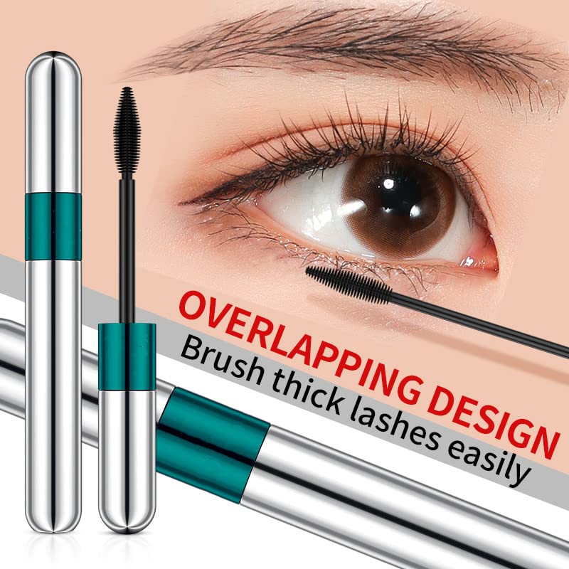 2 in 1 4D Silk Fiber Eyelash Mascara,Extra Long Thick & Voluminous Lash Mascara, Clump-Free,Long Lasting, Waterproof & Smudge-Proof,Natural Eye Makeup - NewNest Australia