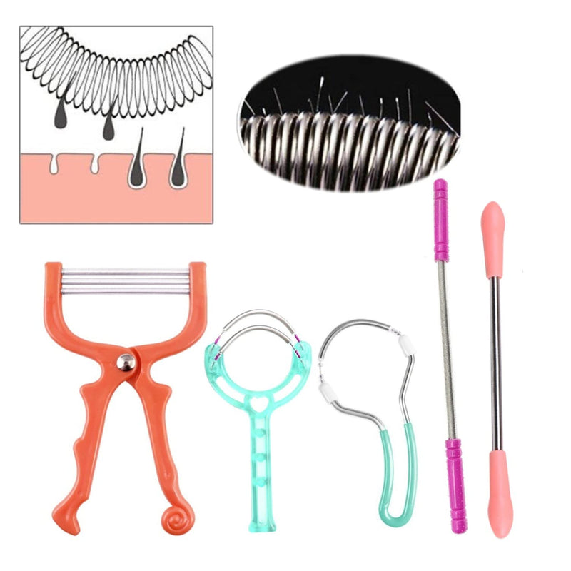 JZK 5 x Facial Hair Remover for Women Men Spring Threading Tool for Facial Hair/Upper Lip/Eyebrow Spring Facial Epilator Manual Women Facial Lint Remover - NewNest Australia