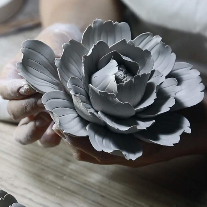 NewNest Australia - Insiswiner Ceramic Decorative Flowers 3D Wall Hanging Decor Blue Camellia 3.15" 