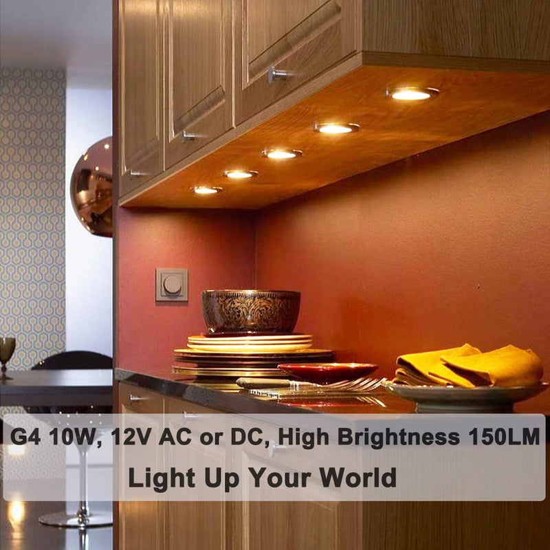 G4 Bulb, 10 Pack Halogen G4 12V 10W with G4 Bi-pin Base, High Output G4 Light Bulb 12V 150LM 3000Hrs Long Lifetime, G4 Dimmable, CRI100 & 2800K Warm White, G4 Halogen Bulb 10W for Cabinet Light Bulbs 10.0 Watts - NewNest Australia