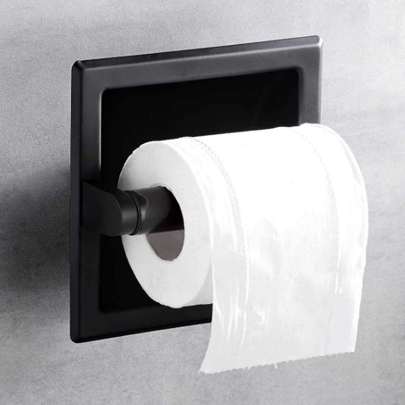 Black Recessed Toilet Paper Holder, Wall-Mounted Tissue Paper Holder Stainless Steel Toilet Paper Holder for Bathroom Accessories, Rear Mounting Bracket Included - NewNest Australia