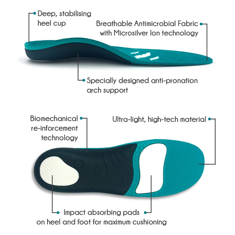 FootActive Ultralite | Light-weight Arch-Support Insoles for Running and Sports | Perfect Cushioning and Support for all Outdoor Activities | Support for Flat Feet 11-13 - NewNest Australia