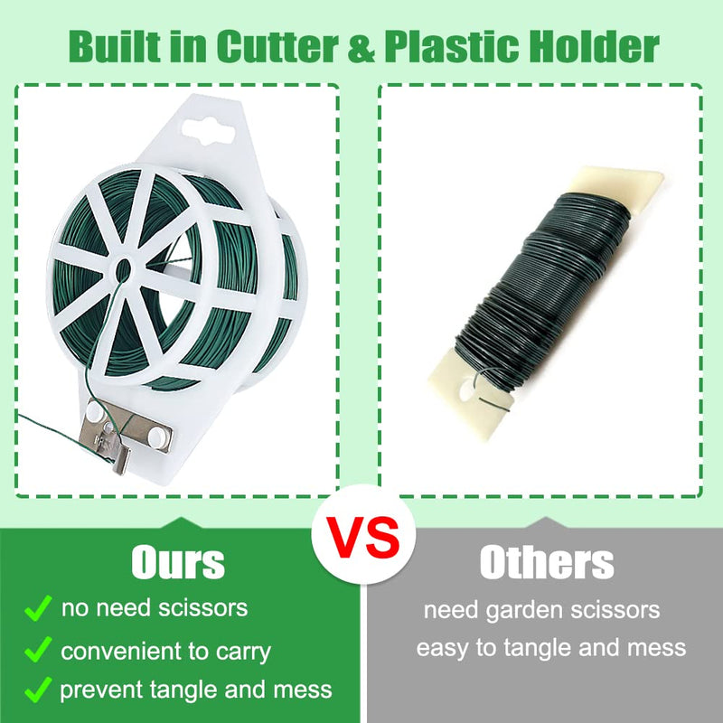 Floral Wire for Wreath Making with Built-in Cutter, 22 Gauge 110 Yards Flexible Green Metal Wire Paddle Wire for DIY Crafts, Wreaths Tree, Garland and Flower Arrangements, Garden Plant Support - NewNest Australia