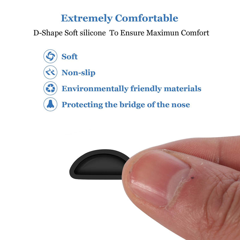 Eyeglass Nose Pads, 12 Pairs Adhesive Soft Silicone Air Chamber Glasses Nose Pads, 3.5mm Heighten Nose Pads for Plastic Frames (Black) Black - NewNest Australia